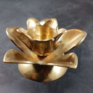 Vintage Enesco Solid Brass Small Candle Holder Flower Shape
